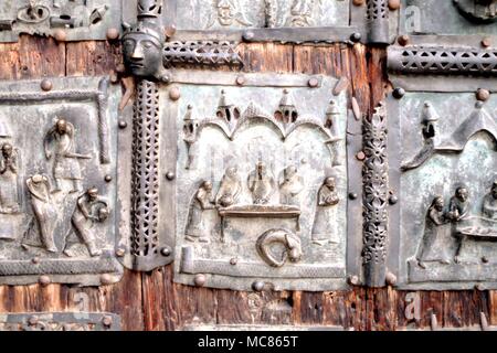 CHRISTIAN Tanz der Salome-Bas Relief auf bronzetüren von San Zeno, Verona. 12. Jahrhundert? Stockfoto