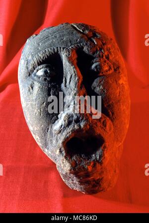 CELTIC KOPF Datum unbekannt. In der Sammlung von Cliffe Castle Museum, Keighley, West Yorkshire Stockfoto