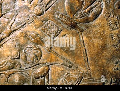 Ägyptische Astrologie Denderah Detail der Tierkreiszeichen Konstellation im Tempel der Hathor, Fische Stockfoto