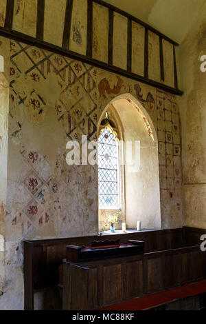 Hailes normannische Kirche. Vor 1300 Wandmalereien Stockfoto