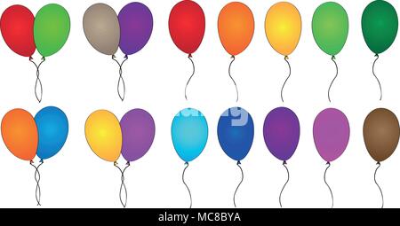 Vector Illustration, bunte party Luftballons, Sammlung von bunten Luftballons Stock Vektor