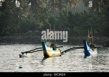 Fischerboote im Hafen von Mirissa, Sri Lanka Stockfoto