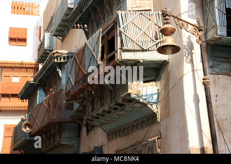 Wohngebiet in der Altstadt (Al Balad) in Jeddah, Saudi-Arabien Stockfoto