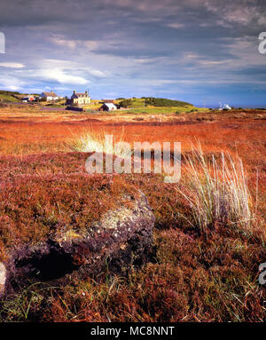 Ein Blick über das Moor auf dem Weg zur abgelegenen Dorf Strathy in Sutherland im nördlichen Schottland. Stockfoto