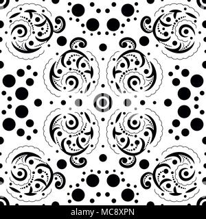 Zusammenfassung nahtlose Muster mit Strudel und Punkte Stock Vektor