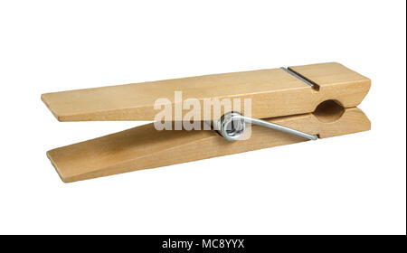 Eine isolierte Vintage Style aus Holz Wäscheklammer auf weißem Hintergrund Stockfoto