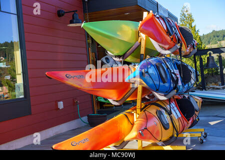 Kajaks in Gig Harbor, Washington Stockfoto