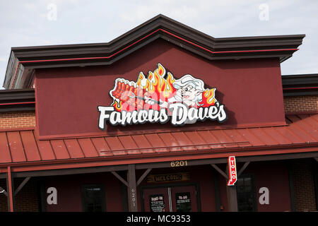 Ein logo Zeichen außerhalb eines berühmten Dave's Restaurant Lage in Columbia, Maryland am 13. April 2018. Stockfoto