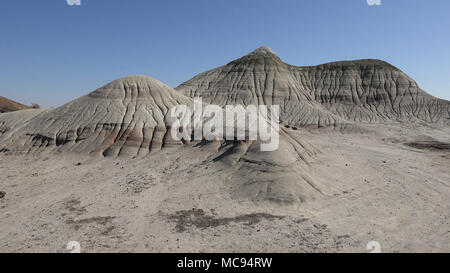 Drumheller Hoodoos bei Sonnenaufgang in Alberta, Kanada. Stockfoto