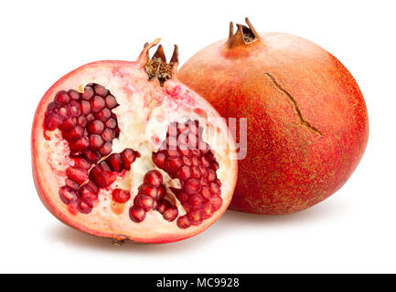 In Scheiben geschnitten Granatapfel Pfad isoliert Stockfoto