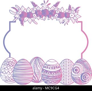 Frohe Ostern Eier Malen mit Rosen Kranz Stock Vektor