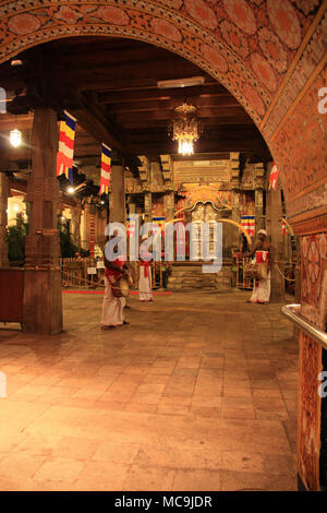 Trommler während eines Gottesdienstes Zeremonie im Tempel des Zahns in Kandy, Sri Lanka Stockfoto