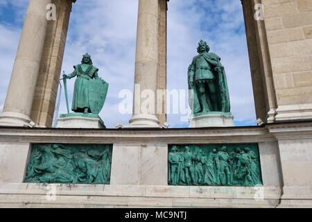 Helden Platz an einem heißen sonnigen Frühlingstag. Budapest, Ungarn. April 2018. Stockfoto