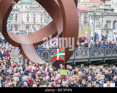 Bilbao, Baskenland, Spanien, März, 17, 2018, Demonstration und Protest der Rentner und Pensionäre in Bilbao Stockfoto