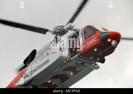 Shetland Küstenwache Hubschrauber auf Übung auf den Shetland Inseln vor Schottland Stockfoto