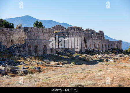 Die Ruinen der antiken Stadt Tlos, Fethiye, Türkei. Stockfoto