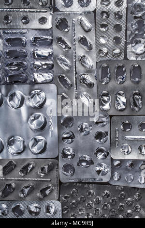 Viele verwendet, leeren Pillen blasen. Stockfoto