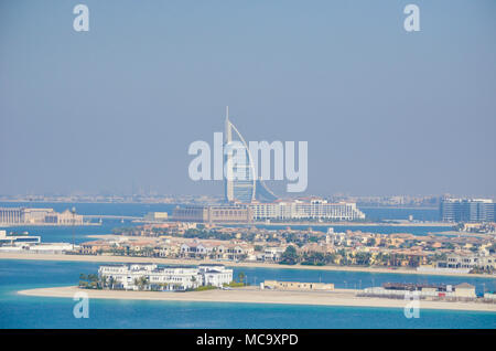 Die Aussicht von Atlantis die Plam, Palm Jumeirah, Dubai, UAE. Stockfoto