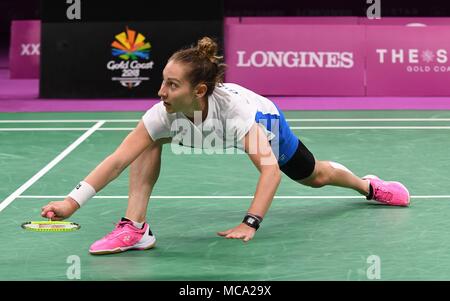 Gold Coast, Australien, 14. April 2018. Kirsty Gilmour (SCO). Frauen singles. Kampf um Bronze. Badminton. XXI Commonwealth Games. Carrara Sporthalle 2. Gold Coast 2018. Queensland. Australien. 14/04/2018. Credit: Sport in Bildern/Alamy leben Nachrichten Stockfoto