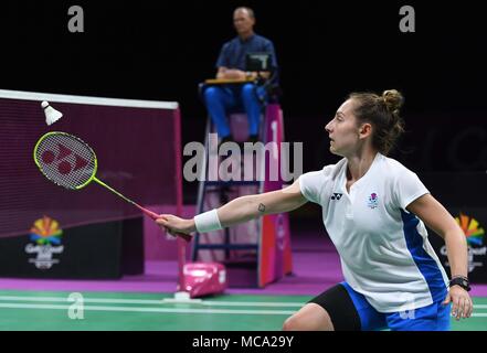 Gold Coast, Australien, 14. April 2018. Kirsty Gilmour (SCO). Frauen singles. Kampf um Bronze. Badminton. XXI Commonwealth Games. Carrara Sporthalle 2. Gold Coast 2018. Queensland. Australien. 14/04/2018. Credit: Sport in Bildern/Alamy leben Nachrichten Stockfoto