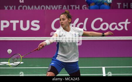 Gold Coast, Australien, 14. April 2018. Kirsty Gilmour (SCO). Frauen singles. Kampf um Bronze. Badminton. XXI Commonwealth Games. Carrara Sporthalle 2. Gold Coast 2018. Queensland. Australien. 14/04/2018. Credit: Sport in Bildern/Alamy leben Nachrichten Stockfoto