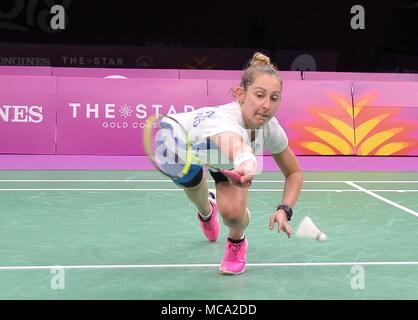 Gold Coast, Australien, 14. April 2018. Kirsty Gilmour (SCO). Frauen singles. Kampf um Bronze. Badminton. XXI Commonwealth Games. Carrara Sporthalle 2. Gold Coast 2018. Queensland. Australien. 14/04/2018. Credit: Sport in Bildern/Alamy leben Nachrichten Stockfoto