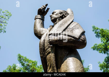 Mexiko-Stadt, Mexikanisch, Hispanic, Coyoacan, Del Carmen, Jardin Plaza Hidalgo, öffentlicher Park, Denkmal, Statue, Don Miguel Hidalgo, Anführer des Unabhängigkeitskrieges MX1803 Stockfoto