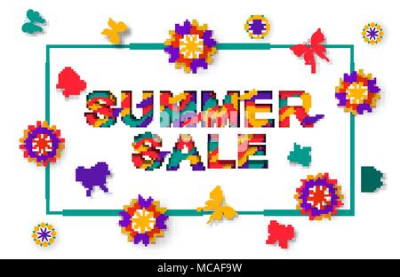 Summer Sale Papier Hintergrund für Banner, Poster, Werbung, Website, Online Shopping, Werbung. Vector Illustration. Stock Vektor