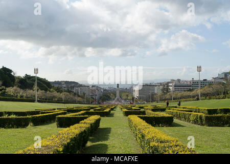 Panoramablick auf den Park Eduardo VII in Lissabon, Portugal Stockfoto