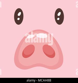 Vektor Cartoon Stil Abbildung: niedliche rosa Schwein Gesicht: Nase und Augen. Stock Vektor