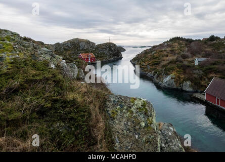 Rovaer in Haugesund, Norwegen - Januar 11, 2018: Die Rovaer Archipel in Haugesund, in der norwegischen Westküste. Stockfoto