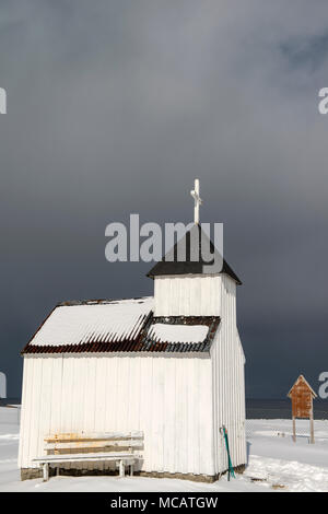 Unstad Kapelle, Lofoten, Norwegen Stockfoto