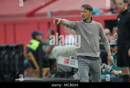 Leverkusen, 14. April 2018, Bundesliga Spieltag 30, Bayer 04 Leverkusen vs Eintracht Frankfurt: Niko Kovac (SGE) Gesten. Credit: Jürgen Schwarz/Alamy leben Nachrichten Stockfoto