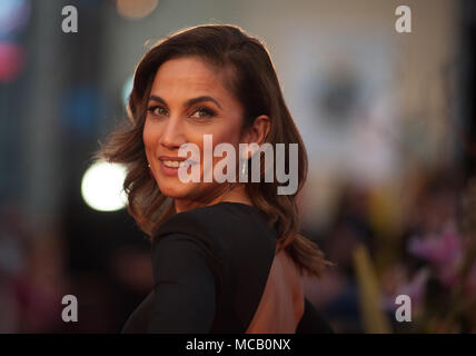 Malaga, Spanien. 14 Apr, 2018. Spanische Schauspielerin Toni Acosta Posen auf dem roten Teppich vor der Cervantes Theater während der 21. Internationalen Filmfestspiele, Malaga in Malaga. Credit: Jesus Merida/SOPA Images/ZUMA Draht/Alamy leben Nachrichten Stockfoto