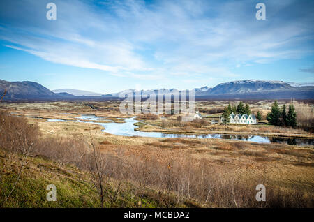 Blick über den Nationalpark Thingvellir, Island Stockfoto