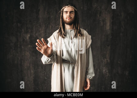 Jesus Christus erreichen seine Hand, Frieden Symbol Stockfoto