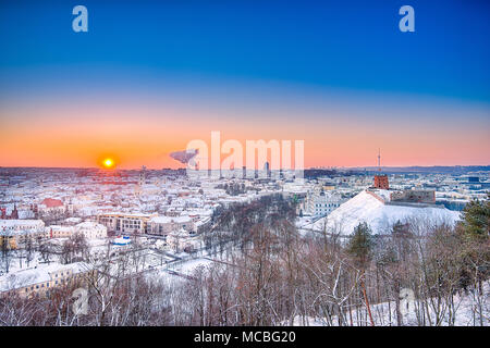 Stadt Vilnius (der litauischen Hauptstadt) im Winter Stockfoto