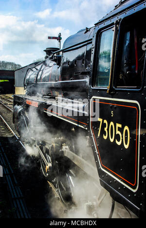 British Railways Standard Class 5 73050 erhaltene britische Dampflokomotive, genannt Stadt Peterborough auf der Nene Valley Railway. Dampfzug Stockfoto