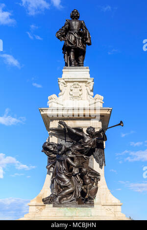 Statue von Samuel de Champlain, der Gründer der Stadt, Provinz Québec, Quebec, Kanada Stockfoto