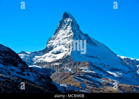 Matterhorn, Mont Cervin, mit Hörnli Ridge, Hörnligrat, Zermatt, Wallis, Schweiz Stockfoto