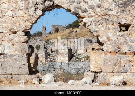Die Ruinen der antiken Stadt Tlos, Fethiye, Türkei. Stockfoto