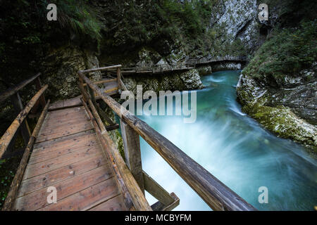 Vintgar Gorge Triglav National Park in der Nähe der Stadt Bled in Slowenien Stockfoto