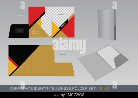Corporate Identity Business-Ordner. Ordner Design Vorlage mit Dicut Cutline Stock Vektor