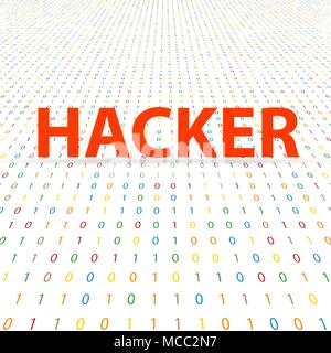 Hacker Inschrift auf einem digitalen Hintergrund. Vector Illustration. Stock Vektor