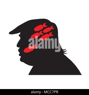 Donald Trump Silhouette und Rakete Symbol. Vector Illustration. April 15, 2018 Stock Vektor