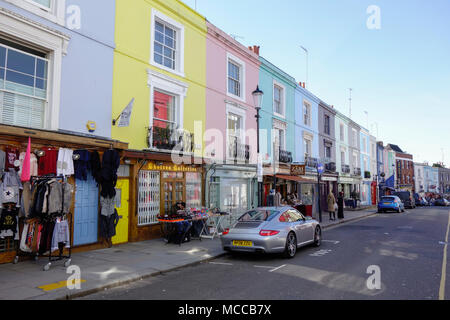 Bunte Häuser in Notting Hill, London, UK. Stockfoto