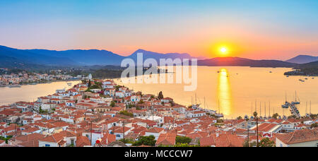 Sonnenuntergang in Griechenland, Poros Stockfoto