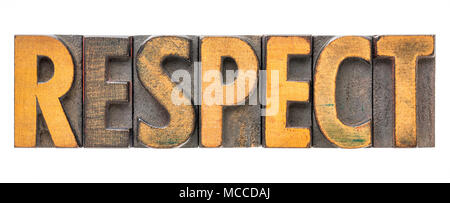 Respekt - isolierte Wort in Vintage buchdruck Holz Typ Stockfoto