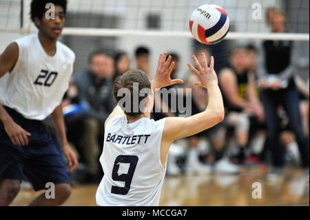 Spieler erhalten zu akzeptieren einen gegnerischen dienen. USA. Stockfoto