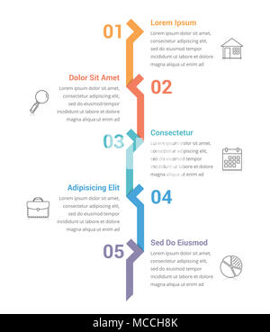 Infografik Vorlage mit fünf Schritte und Optionen, Workflow, Prozessdiagramm, Vector EPS 10 Abbildung Stockfoto